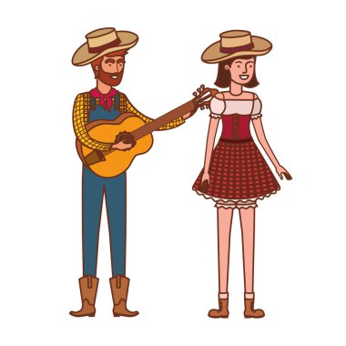 müzik aleti ile çiftçi çift