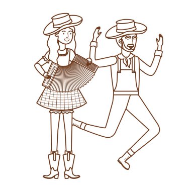 müzik aleti ile çiftçi çift