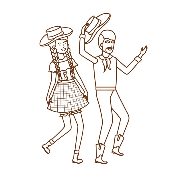 hasır şapka ile dans çiftçiler çift