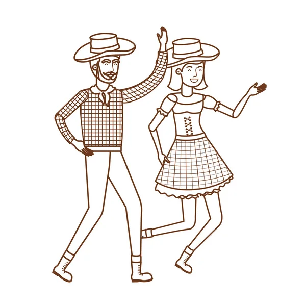 Фермеры танцуют в соломенной шляпе — стоковый вектор