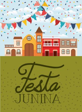 köy sahne ve çelenk ile festa junina