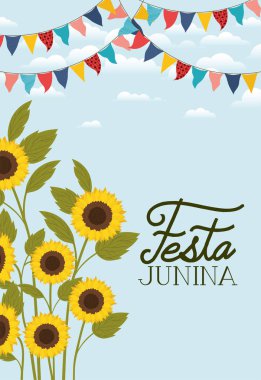ayçiçeği bahçe ve çelenk ile festa junina