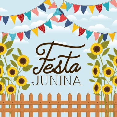 çit ve ayçiçeği bahçe ile festa junina