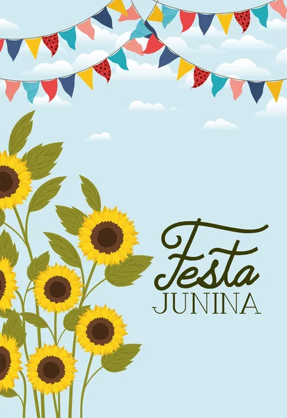 ayçiçeği bahçe ve çelenk ile festa junina