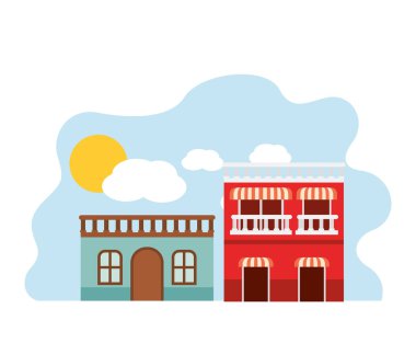 peyzaj izole simgesi mahalle evleri