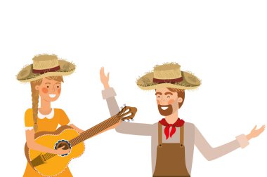 müzik aleti ile çiftçi çift