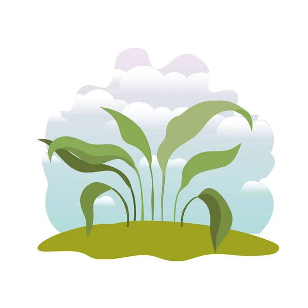 Planta en paisaje icono aislado — Vector de stock