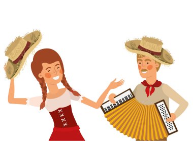 müzik aleti ile çiftçi çift