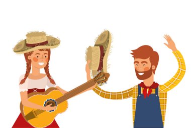müzik aleti ile çiftçi çift