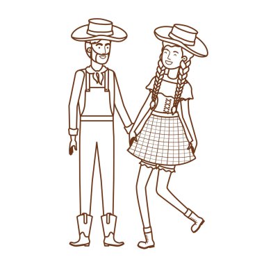 hasır şapka ile dans çiftçiler çift