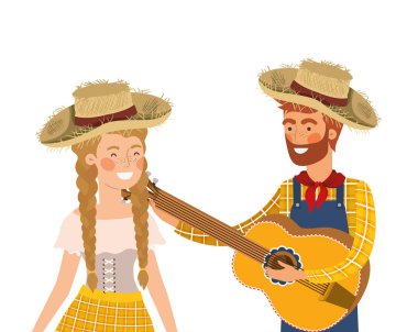 müzik aleti ile çiftçi çift