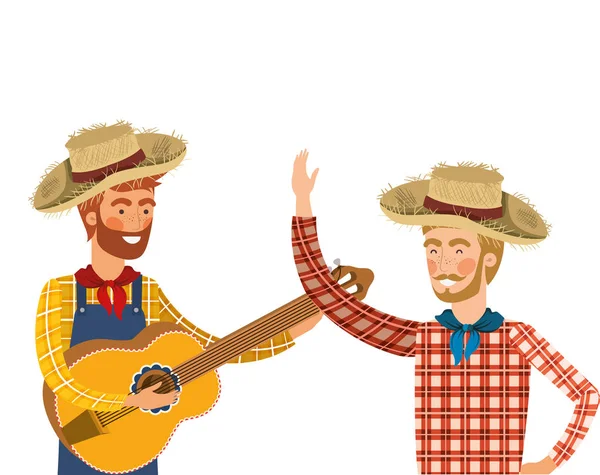 Фермери чоловіки з музичним інструментом — стоковий вектор