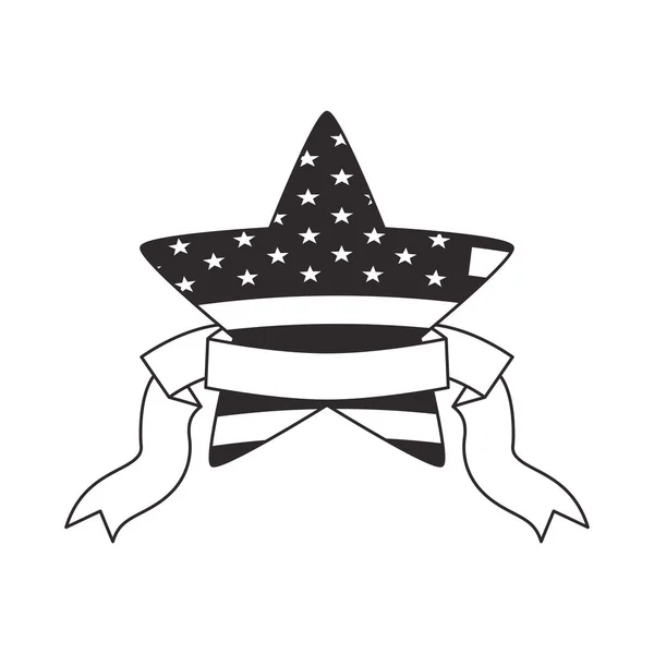 Estrela e fita com Estados Unidos da América bandeira — Vetor de Stock