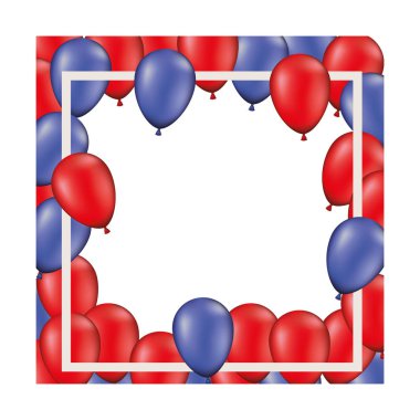 kırmızı ve mavi balonlar yalıtılmış simgesi ile çerçeve