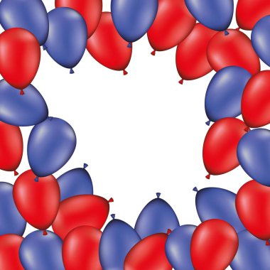 kırmızı ve mavi balonlar yalıtılmış simgesi ile çerçeve