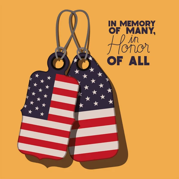 Kovové desky s USA vlajkou Pamětního dne — Stockový vektor