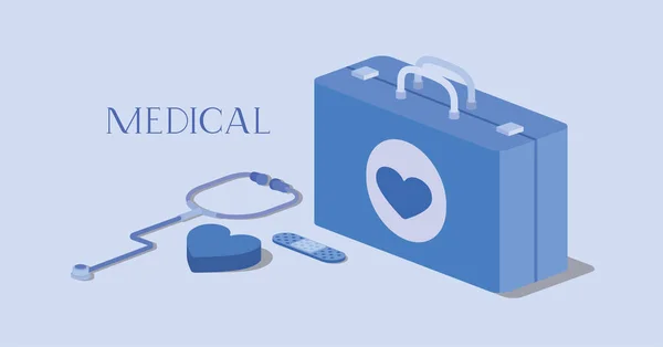 Medycyna apteczka z stetoskop — Wektor stockowy