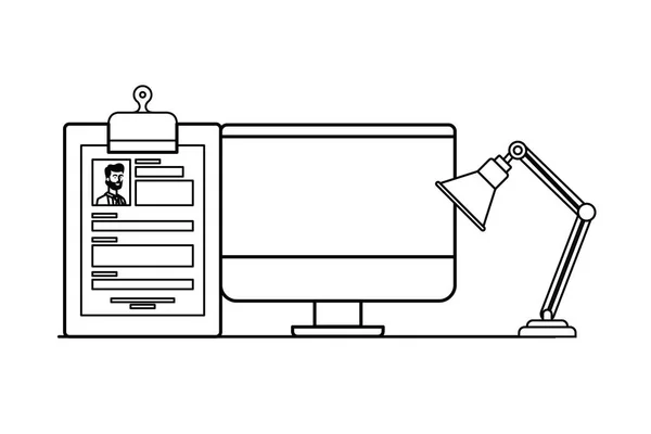 Schermo del computer con sfondo bianco — Vettoriale Stock