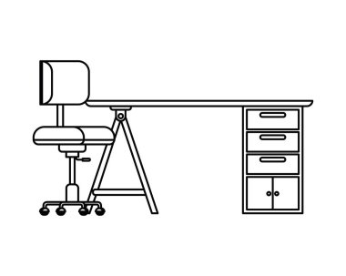 sandalye simgesi ile ofis masası silueti