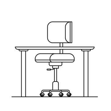 sandalye simgesi ile ofis masası silueti