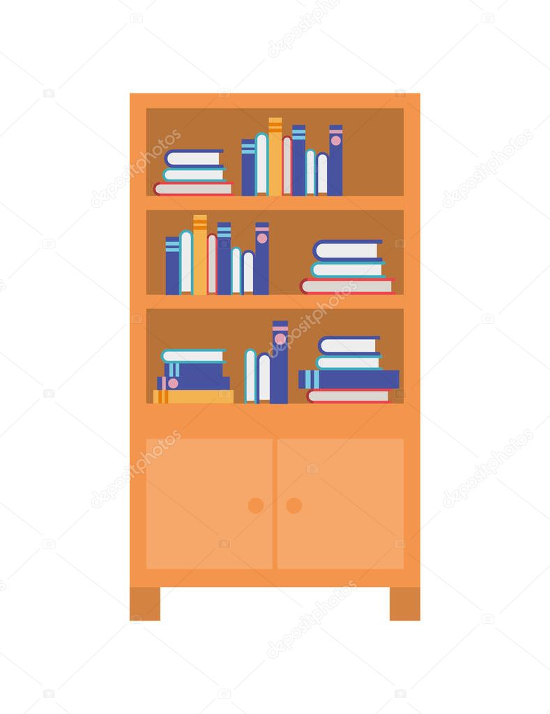 shelving with books in white background