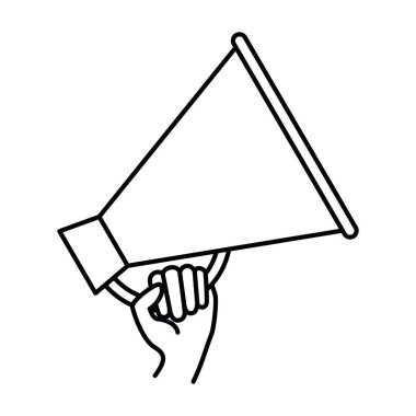 beyaz arka planda megafon ile el silueti