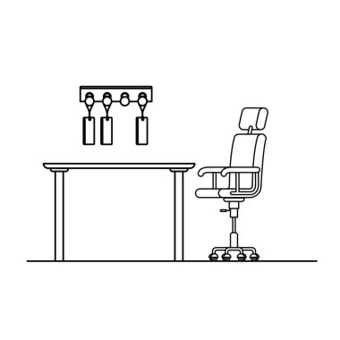 sandalye simgesi ile ofis masası silueti