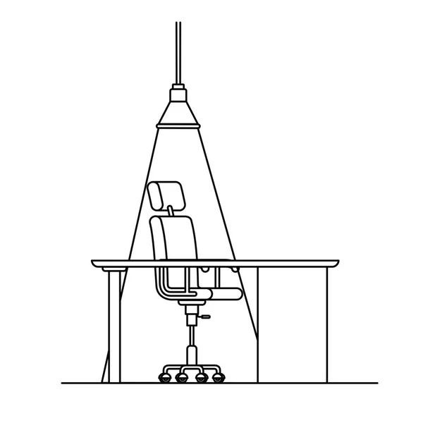 Silueta de escritorio de oficina con icono de silla — Archivo Imágenes Vectoriales