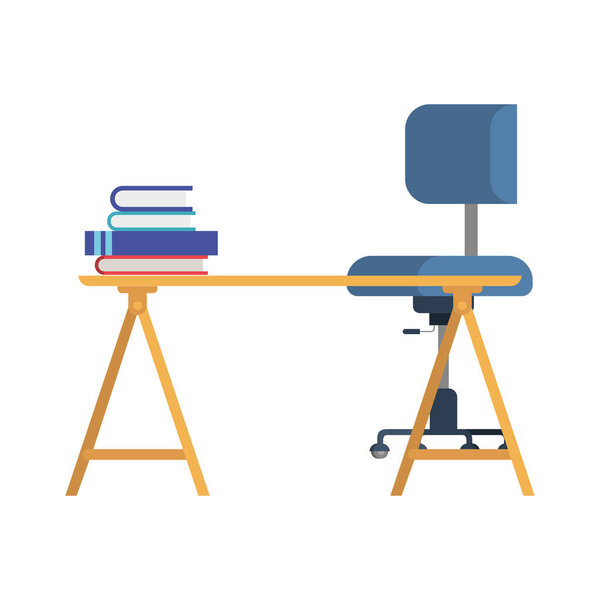 office desk with chair in white background