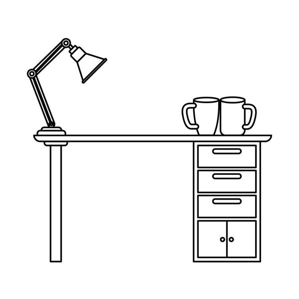 Silhouette de bureau avec fond blanc — Image vectorielle