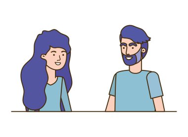 beyaz arka plan avatar karakteri genç çift