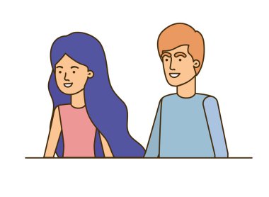 beyaz arka plan avatar karakteri genç çift