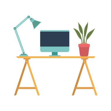 beyaz arka planlı ofis masası