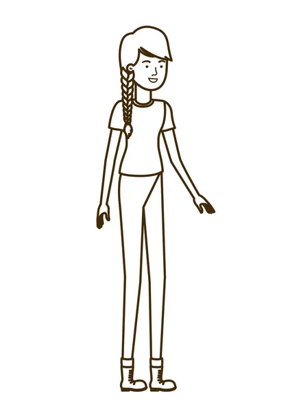 Ung kvinna i vit bakgrund avatar karaktär — Stock vektor