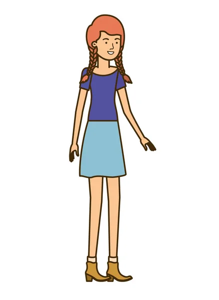 Jeune femme en fond blanc personnage avatar — Image vectorielle
