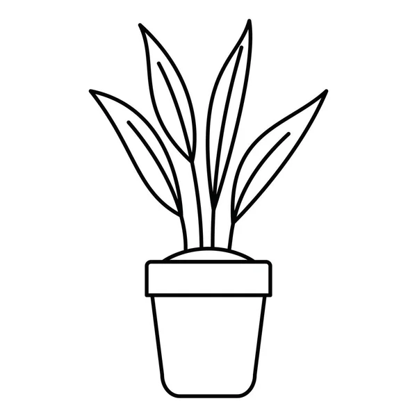 带盆栽隔离图标的室内植物剪影 — 图库矢量图片
