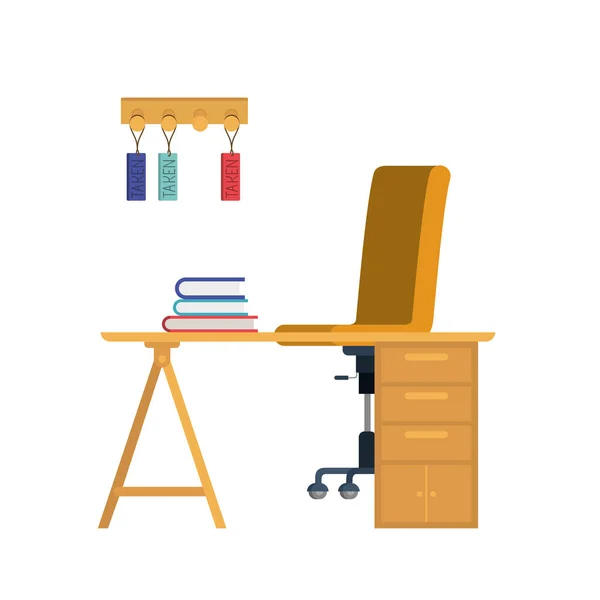 Beyaz arka plan sandalye ile ofis masası — Stok Vektör