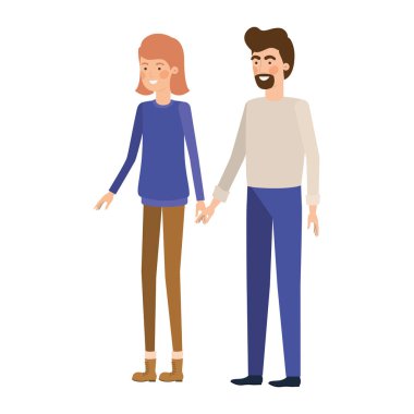 beyaz arka plan avatar karakteri genç çift