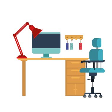 beyaz arka plan sandalye ile ofis masası