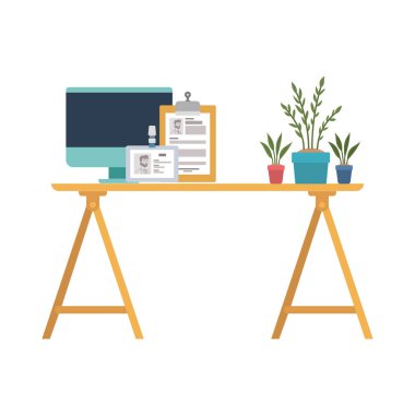 beyaz arka planlı ofis masası