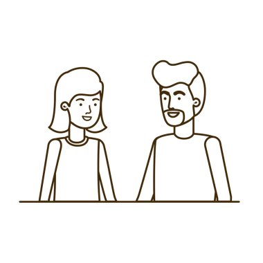 beyaz arka plan avatar karakteri genç çift