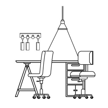 sandalye simgesi ile ofis masası silueti