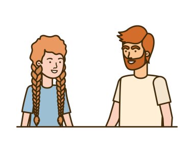 beyaz arka plan avatar karakteri genç çift