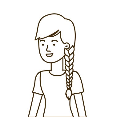 Beyaz arka plan karakterli genç bir kadın.