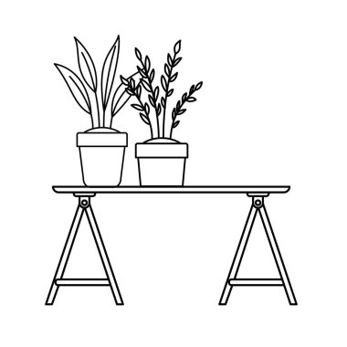 beyaz arka plan lı ofis masası silueti