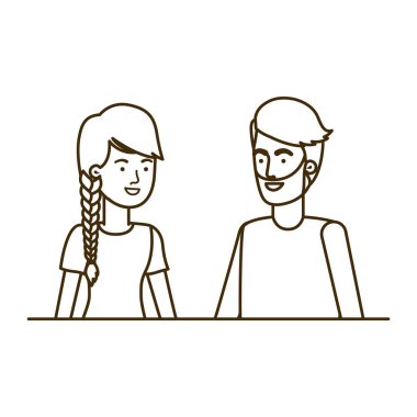 beyaz arka plan avatar karakteri genç çift