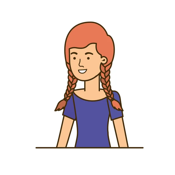 Jovem mulher no fundo branco avatar personagem — Vetor de Stock