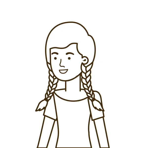 Mujer joven en el carácter avatar fondo blanco — Vector de stock