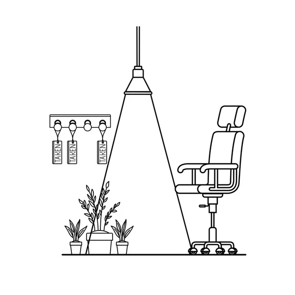 Bureaustoel met lamp op witte achtergrond — Stockvector