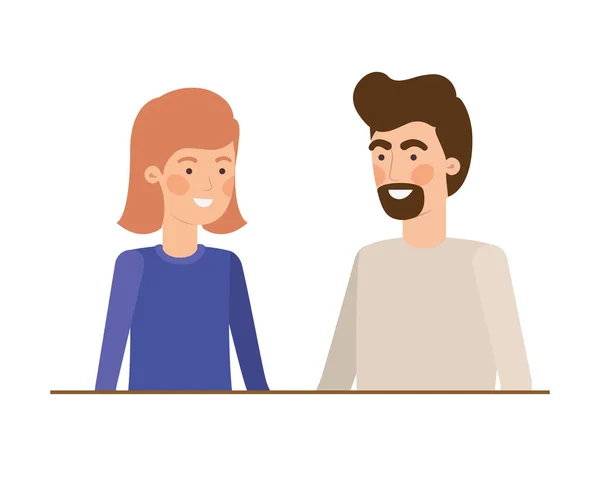 Young couple avatar character vector — 스톡 벡터